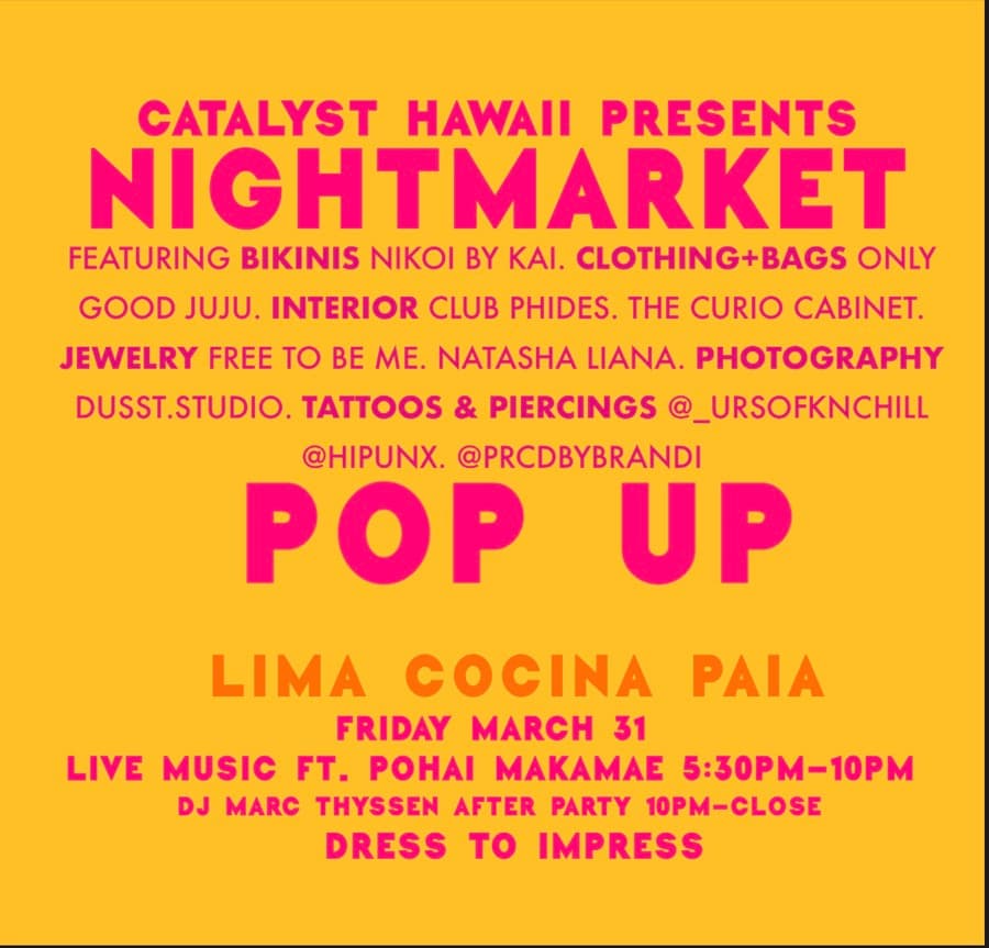 Flyer for the Catalyst Nightmarket at Lima Cocina